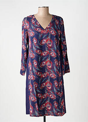 Robe mi-longue imprimé fantaisie manches longues bleu LA FIANCÉE femme