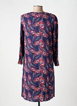 Robe mi-longue imprimé fantaisie manches longues bleu LA FIANCÉE femme