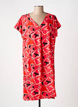 Robe mi-longue imprimé fantaisie manches courtes rouge LA FIANCÉE femme
