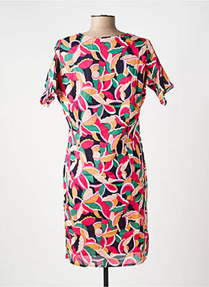 Robe mi-longue imprimé fantaisie manches courtes rose LA FIANCÉE femme