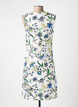 Robe mi-longue imprimé fleurs sans manche blanc LA FIANCÉE femme
