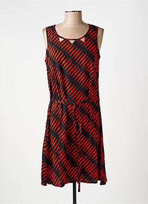 Robe mi-longue imprimé fantaisie sans manche rouge PRINCESSE NOMADE femme