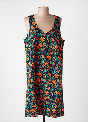 Robe mi-longue imprimé fantaisie sans manche noir LA FIANCÉE femme