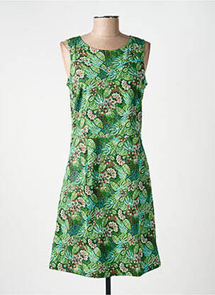 Robe mi-longue imprimé fantaisie sans manche vert LA FIANCÉE femme