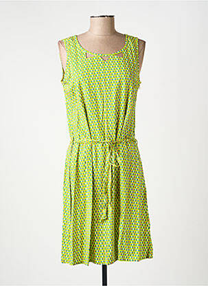 Robe mi-longue imprimé fantaisie sans manche vert PRINCESSE NOMADE femme