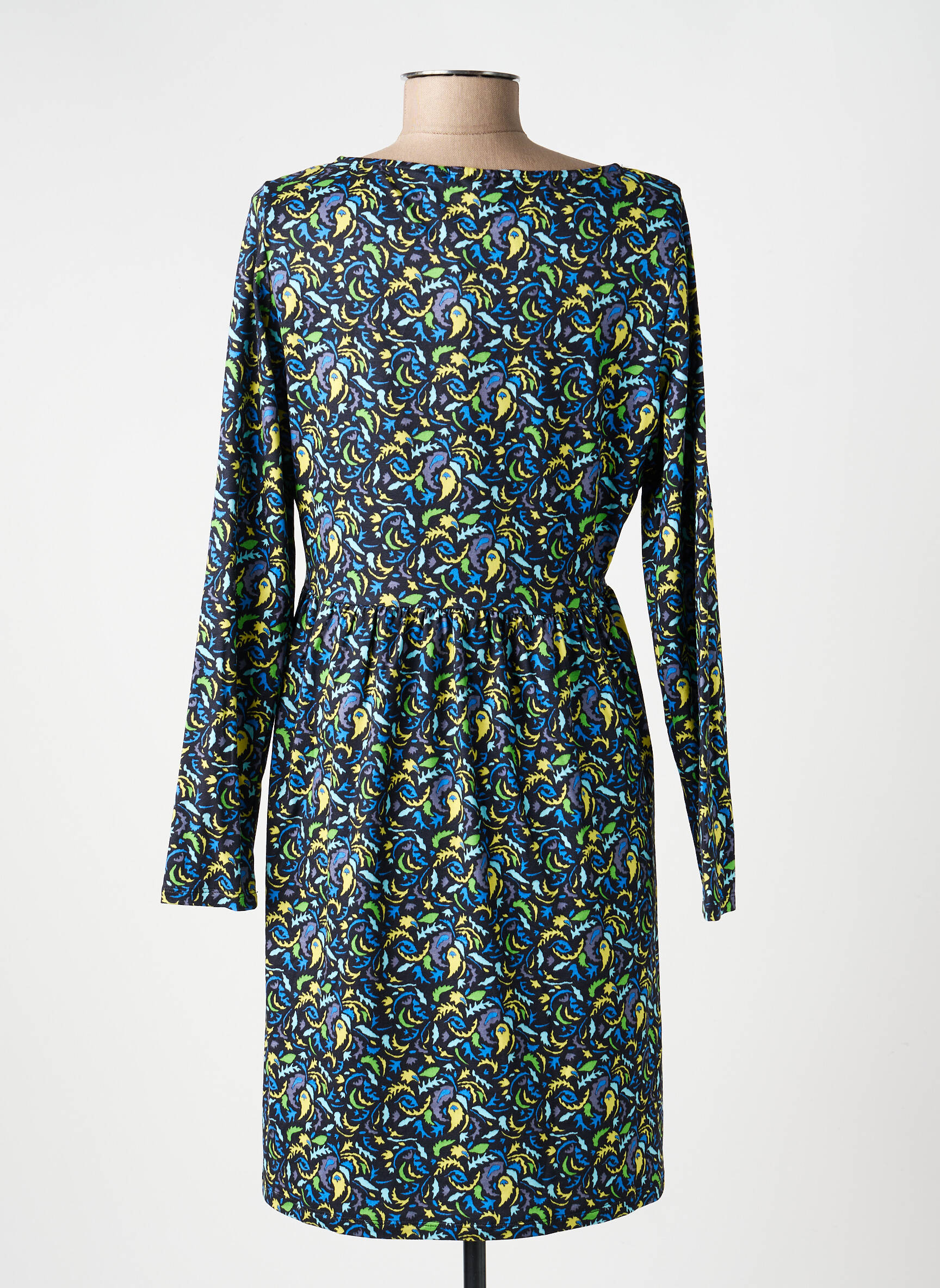 Robe mi-longue imprimé fantaisie manches longues noir LA FIANCÉE femme