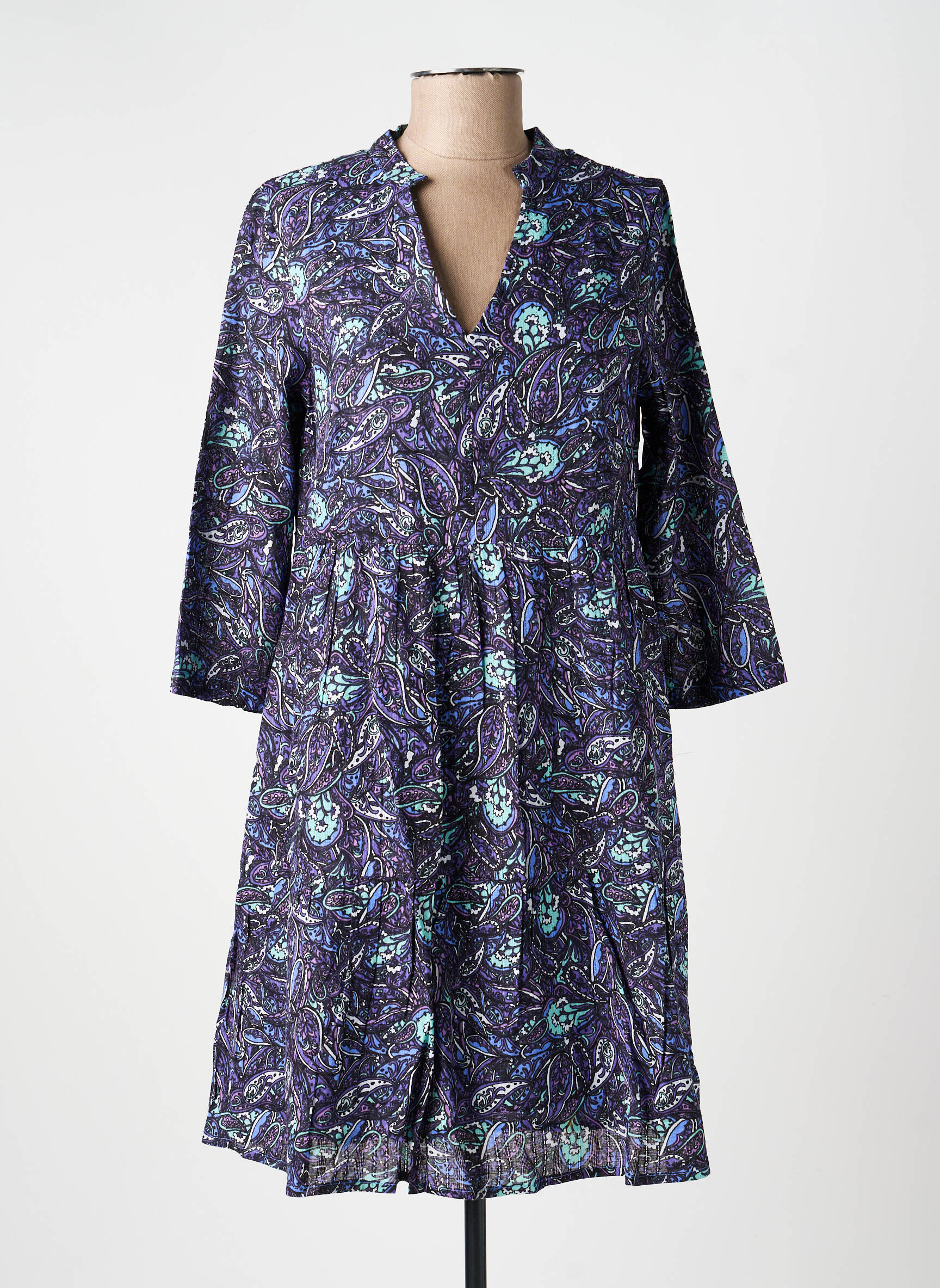 Robe courte manches 3/4 manches 3/4 bleu LA FIANCÉE femme