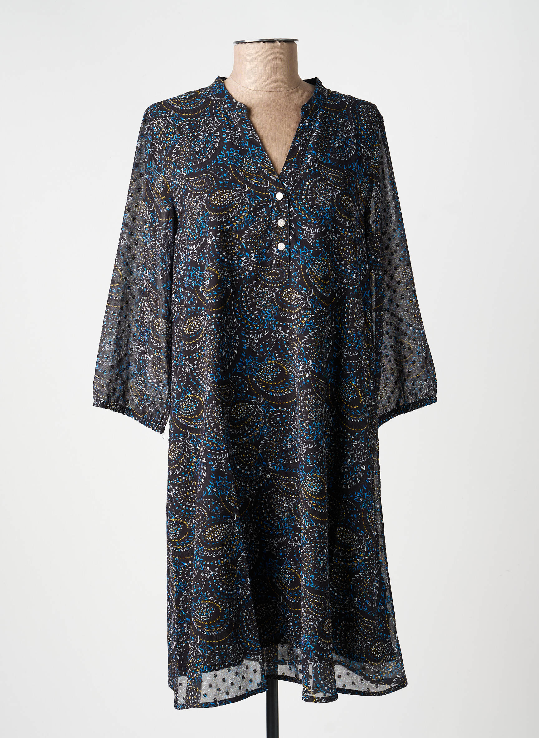 Robe mi-longue manches 3/4 manches 3/4 noir LA FIANCÉE femme