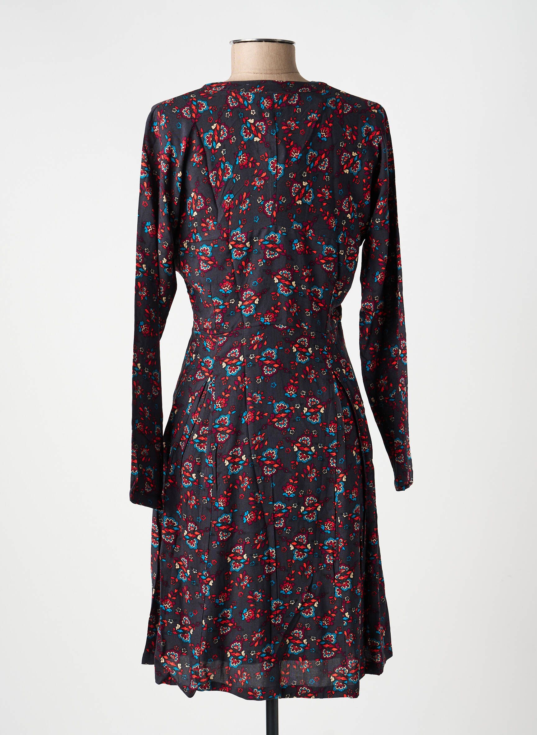 Robe mi-longue imprimé fantaisie manches longues noir LA FIANCÉE femme
