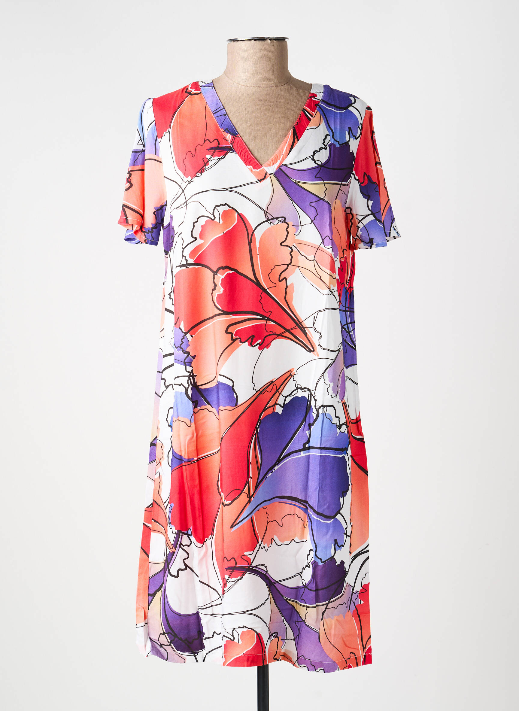 Robe courte coupe fluide manches courtes violet LA FIANCÉE femme