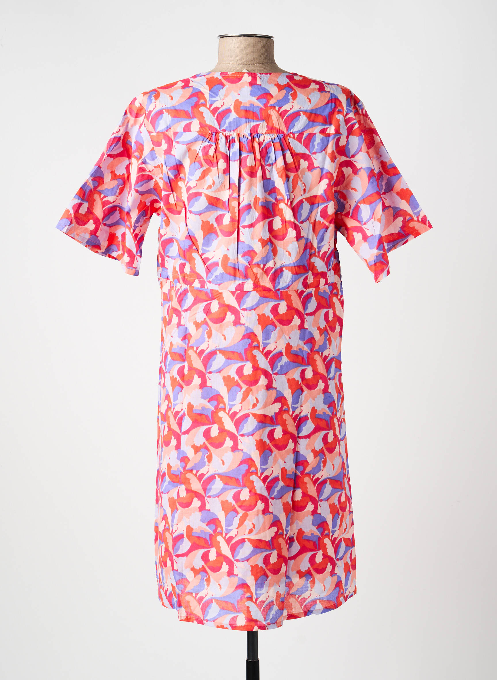 Robe mi-longue imprimé fantaisie manches courtes rouge LA FIANCÉE femme