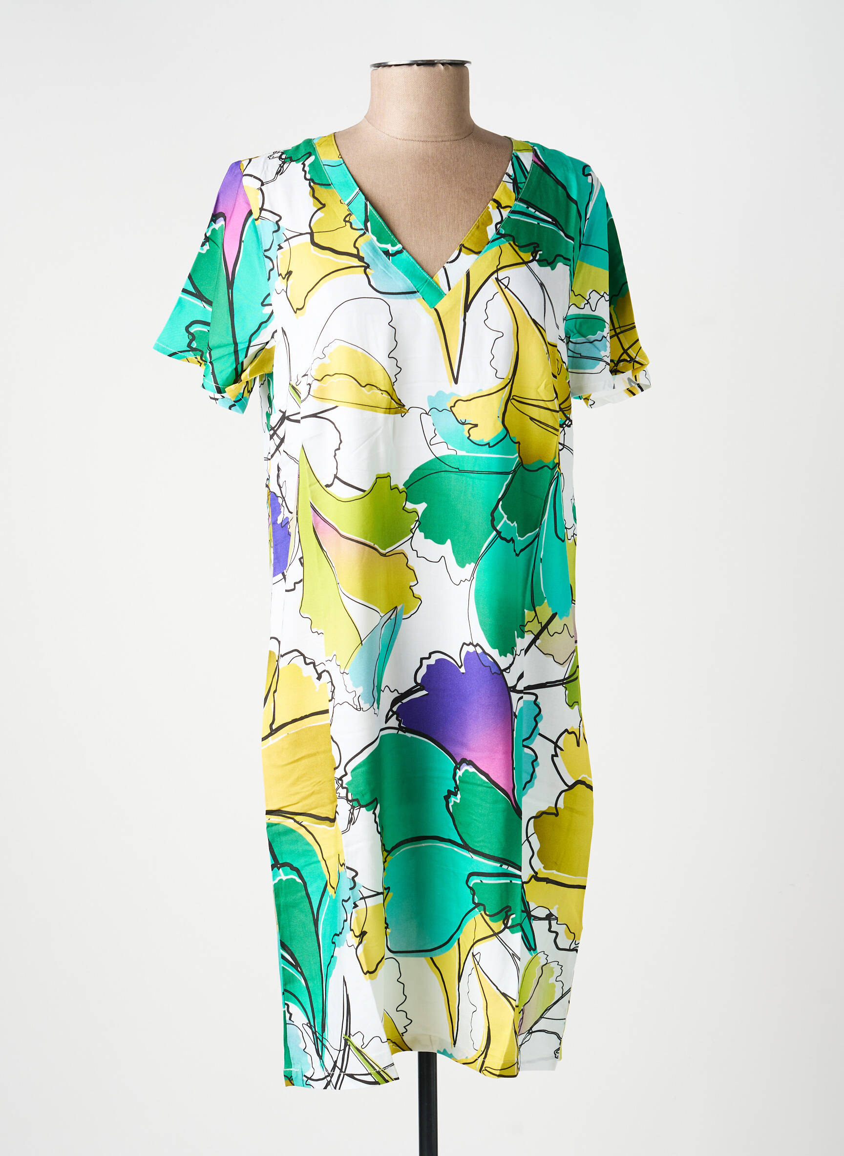 Robe courte manches courtes manches courtes vert LA FIANCÉE femme