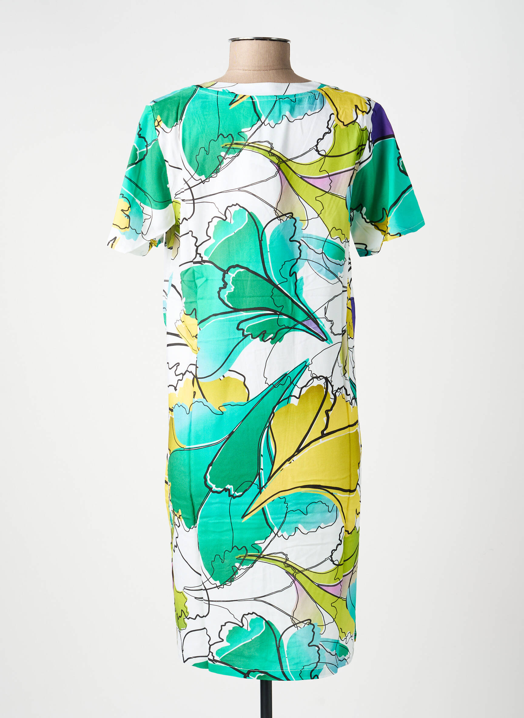 Robe courte manches courtes manches courtes vert LA FIANCÉE femme