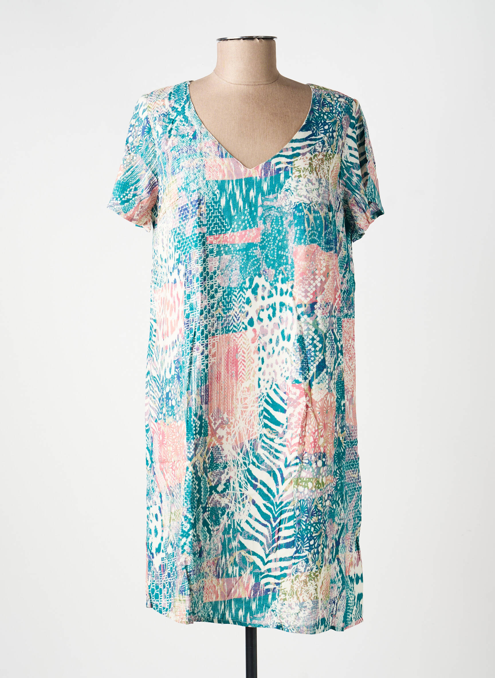 Robe courte manches courtes manches courtes vert LA FIANCEE DU MEKONG femme