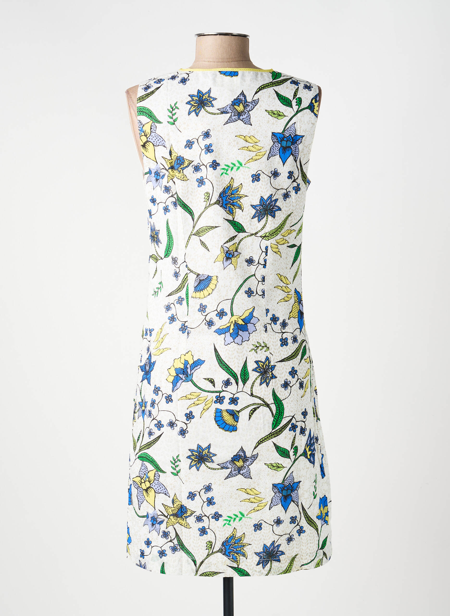 Robe mi-longue imprimé fleurs sans manche blanc LA FIANCÉE femme