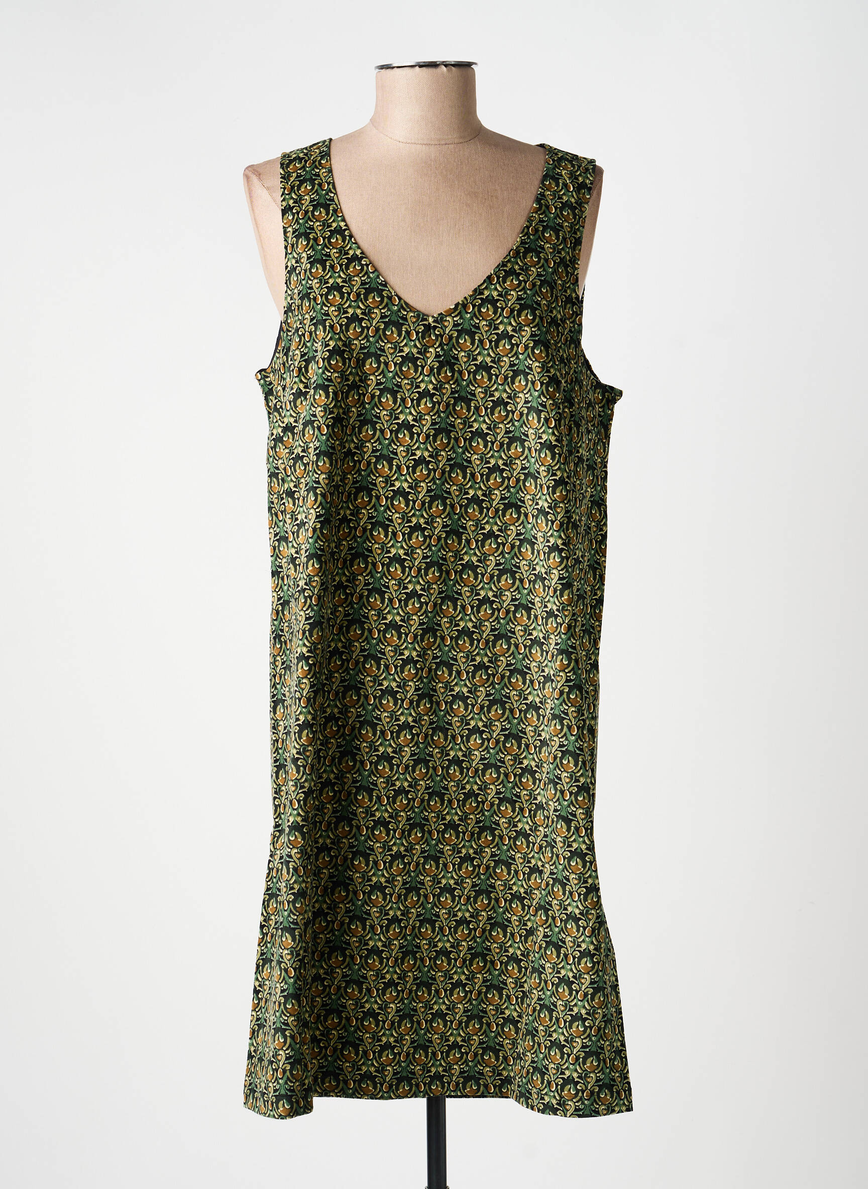 Robe mi-longue imprimé fantaisie sans manche noir LA FIANCÉE femme