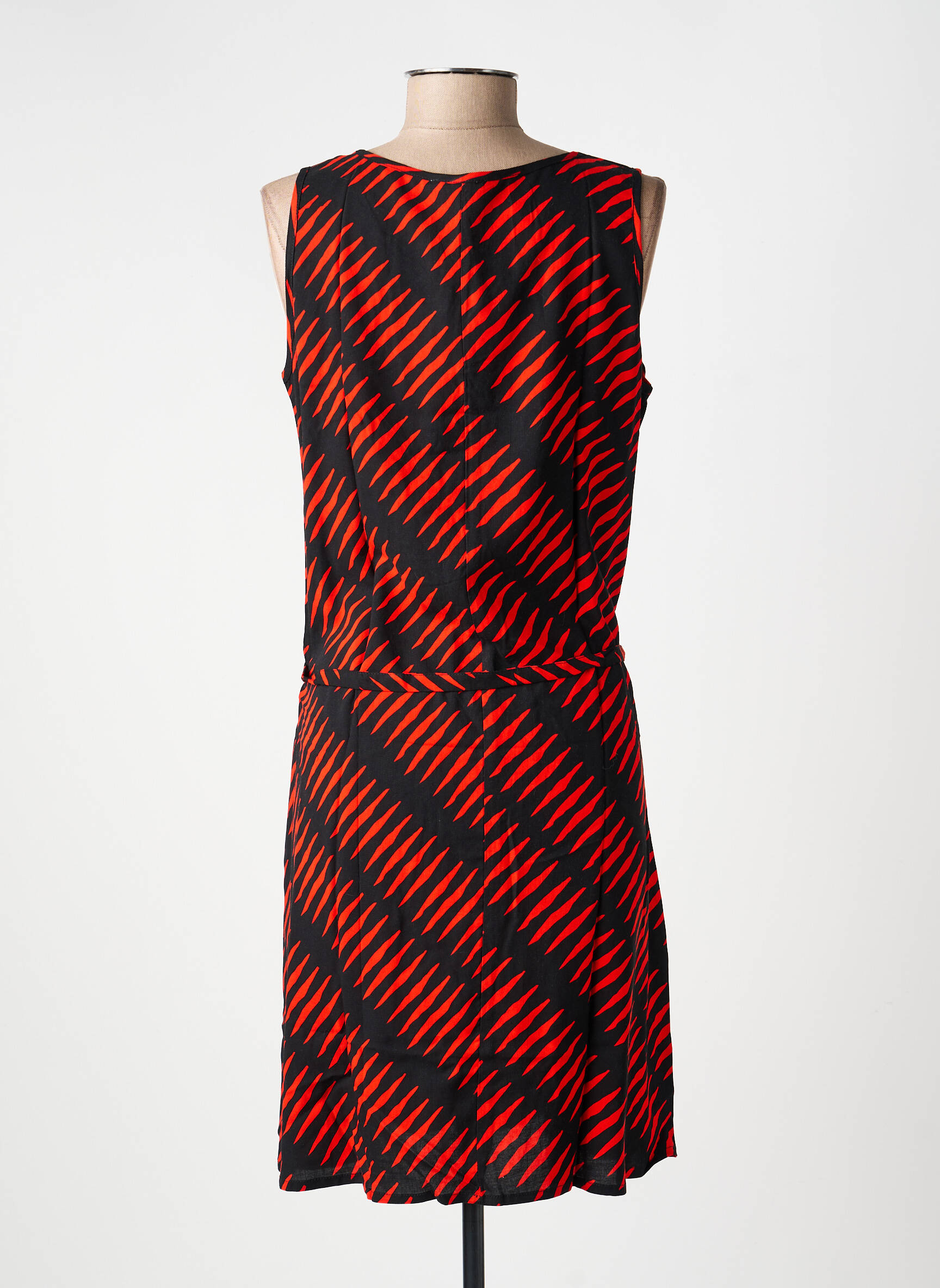 Robe mi-longue imprimé fantaisie sans manche rouge PRINCESSE NOMADE femme