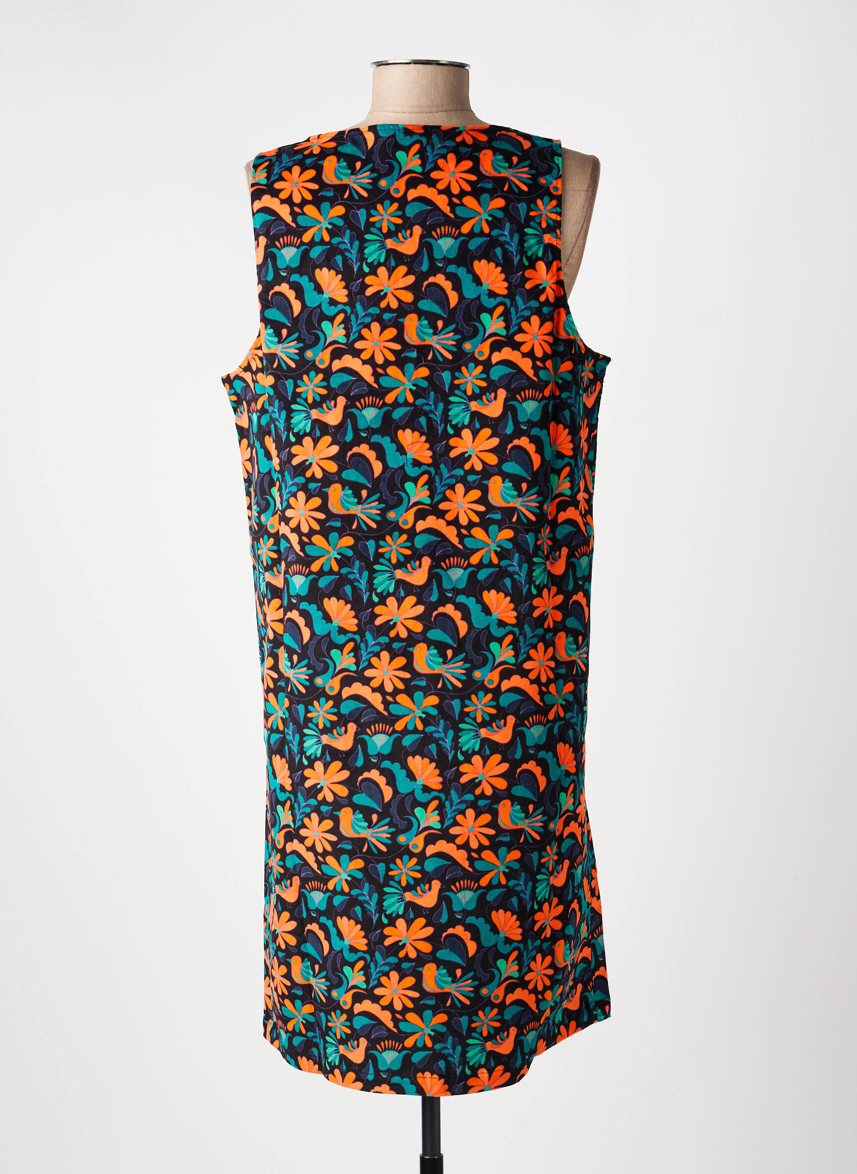 Robe mi-longue imprimé fantaisie sans manche noir LA FIANCÉE femme