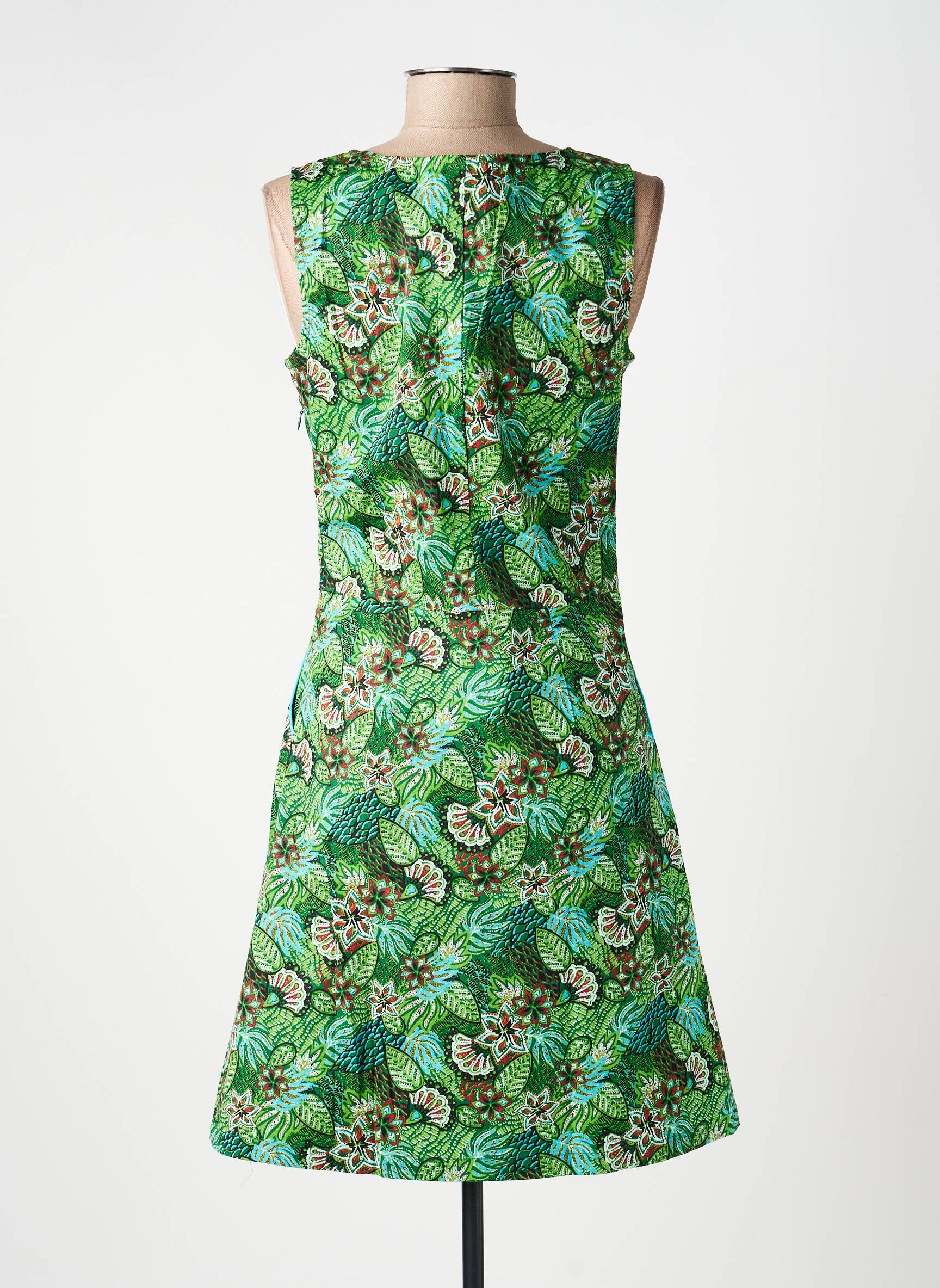 Robe mi-longue imprimé fantaisie sans manche vert LA FIANCÉE femme
