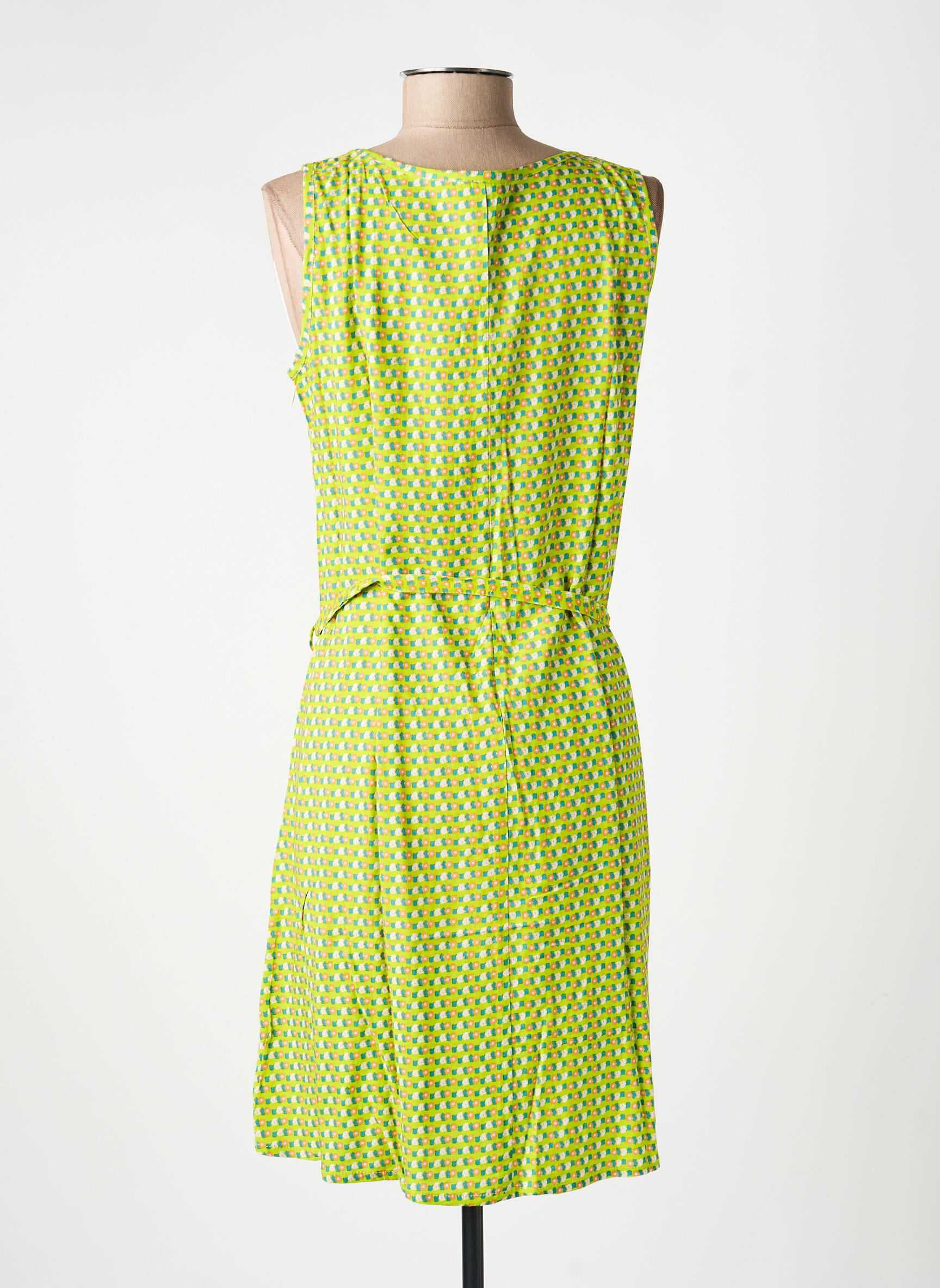 Robe mi-longue imprimé fantaisie sans manche vert PRINCESSE NOMADE femme