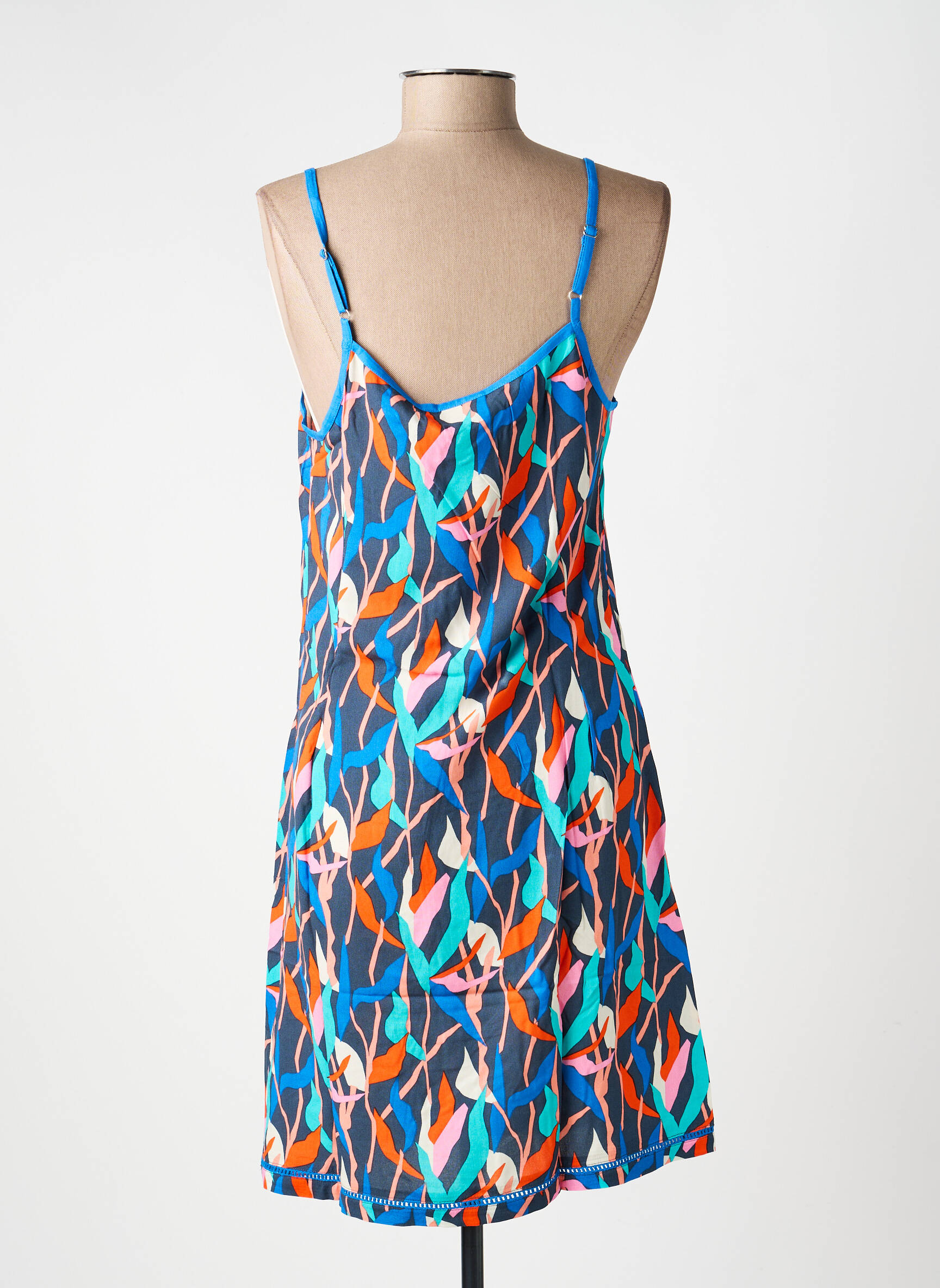 Robe mi-longue imprimé fantaisie fines bretelles bleu LA FIANCÉE femme