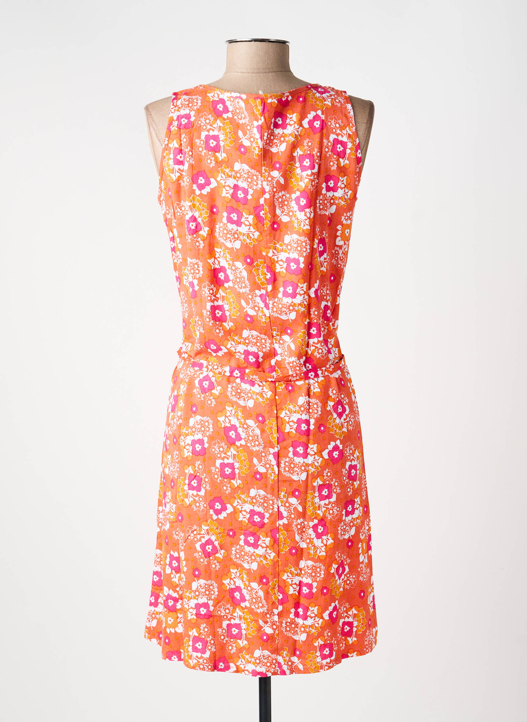 Robe mi-longue imprimé fantaisie sans manche orange PRINCESSE NOMADE femme