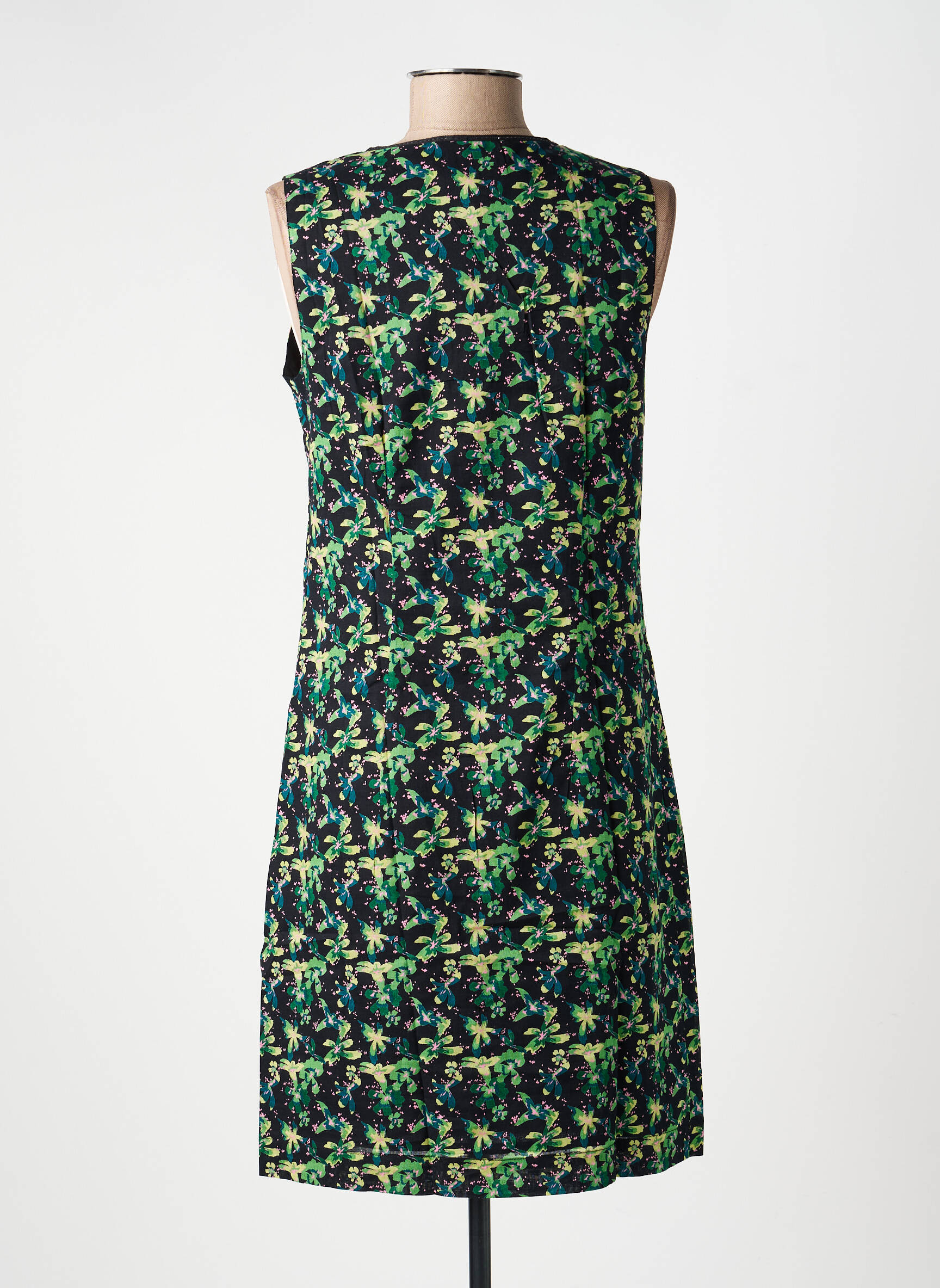 Robe mi-longue imprimé fantaisie sans manche noir LA FIANCÉE femme