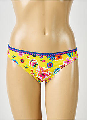 Bas de maillot de bain imprimé fleurs culotte jaune ANTIGEL femme