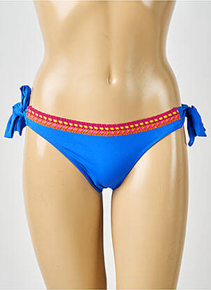 Bas de maillot de bain tissage satiné bikini bleu ANTIGEL femme