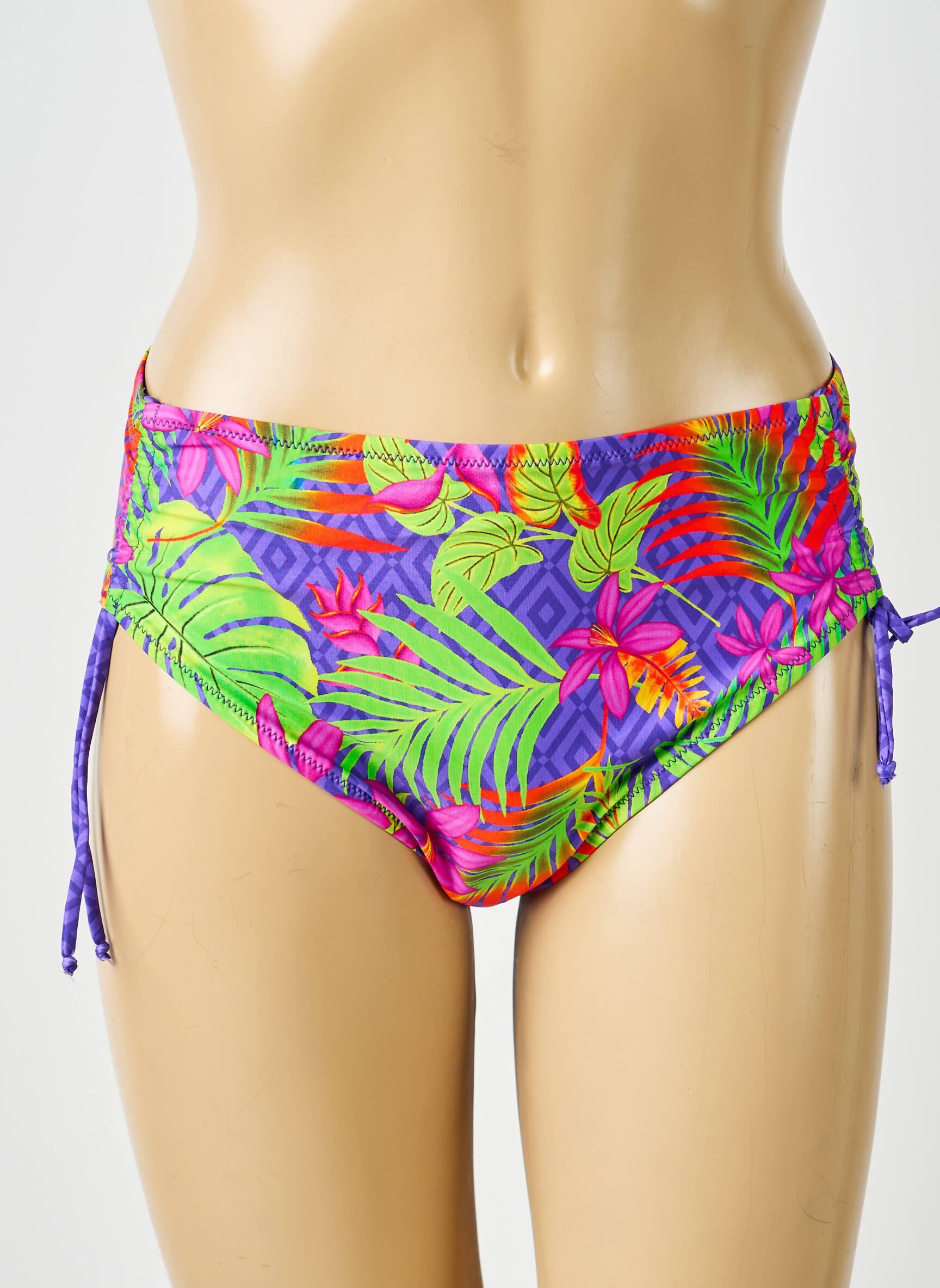 Bas de maillot de bain imprimé tie and dye culotte violet ANTIGEL femme