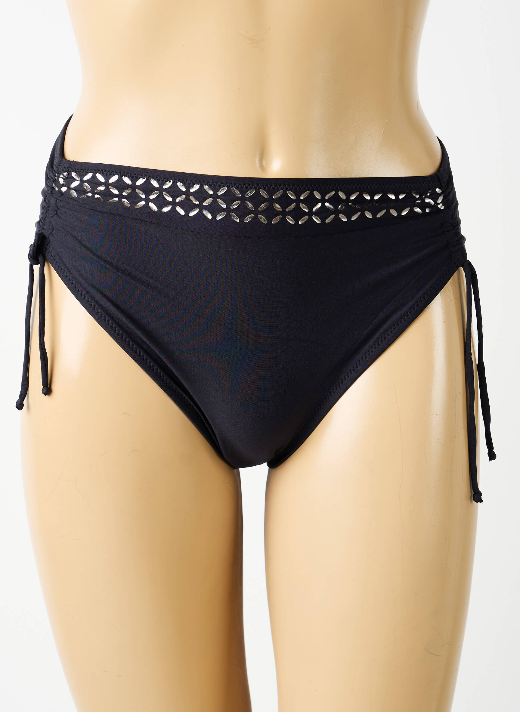 Bas de maillot de bain effet matière satinée culotte noir ANTIGEL femme