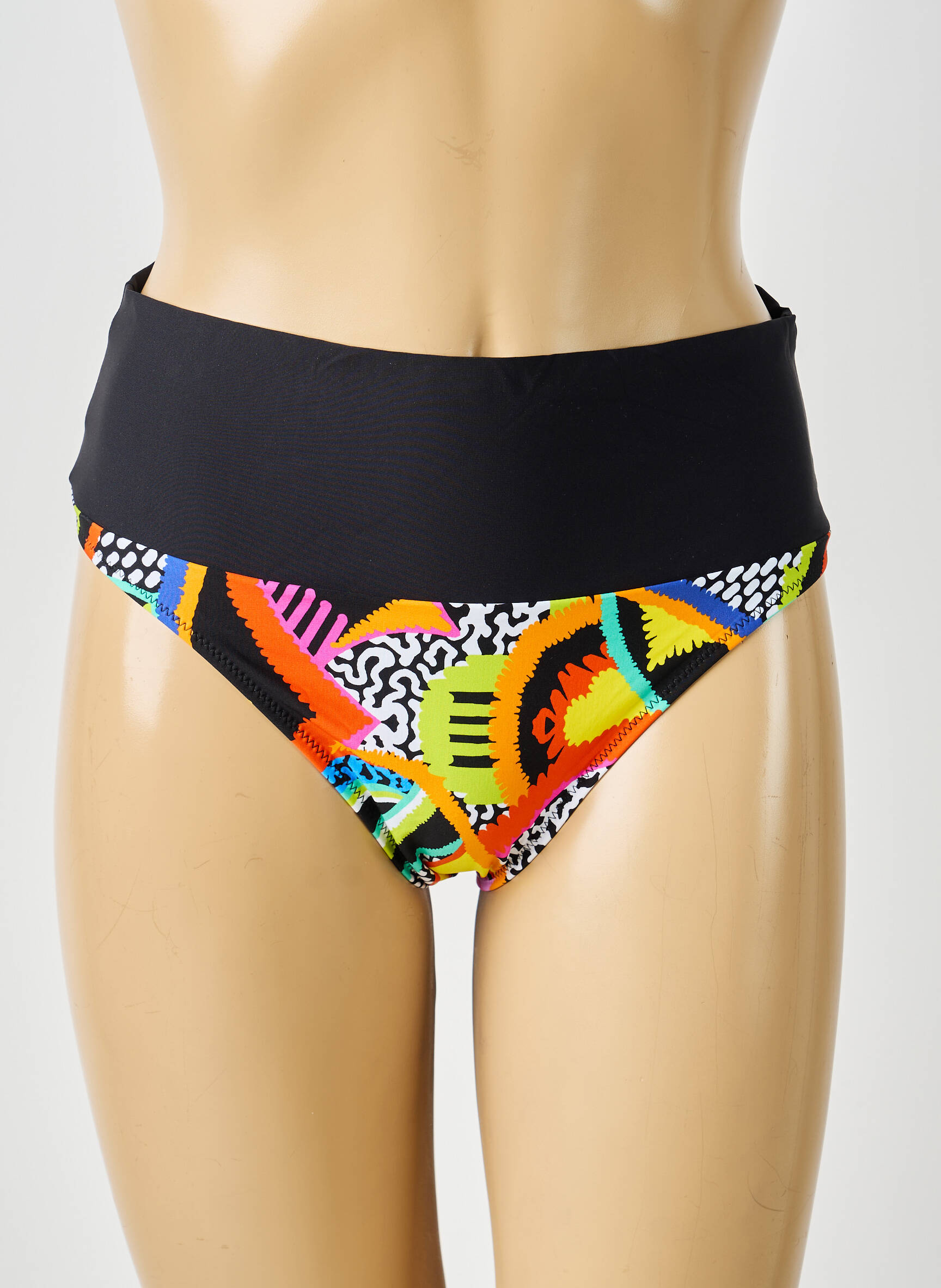 Bas de maillot de bain imprimé fantaisie culotte noir ANTIGEL femme