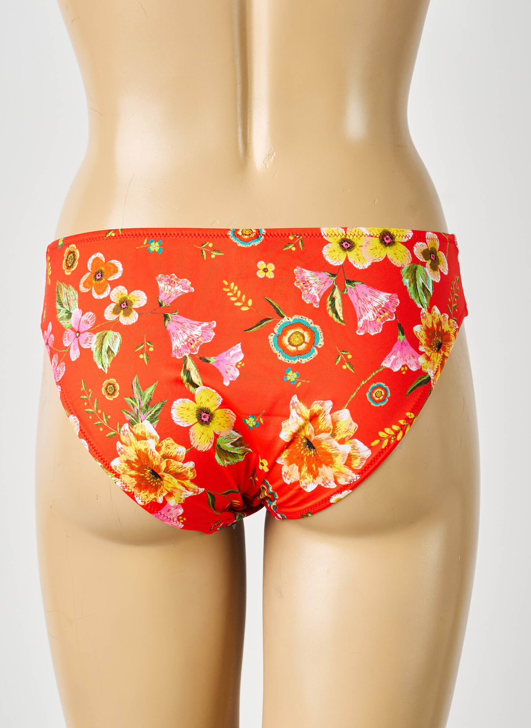 Bas de maillot de bain imprimé fleurs culotte orange ANTIGEL femme