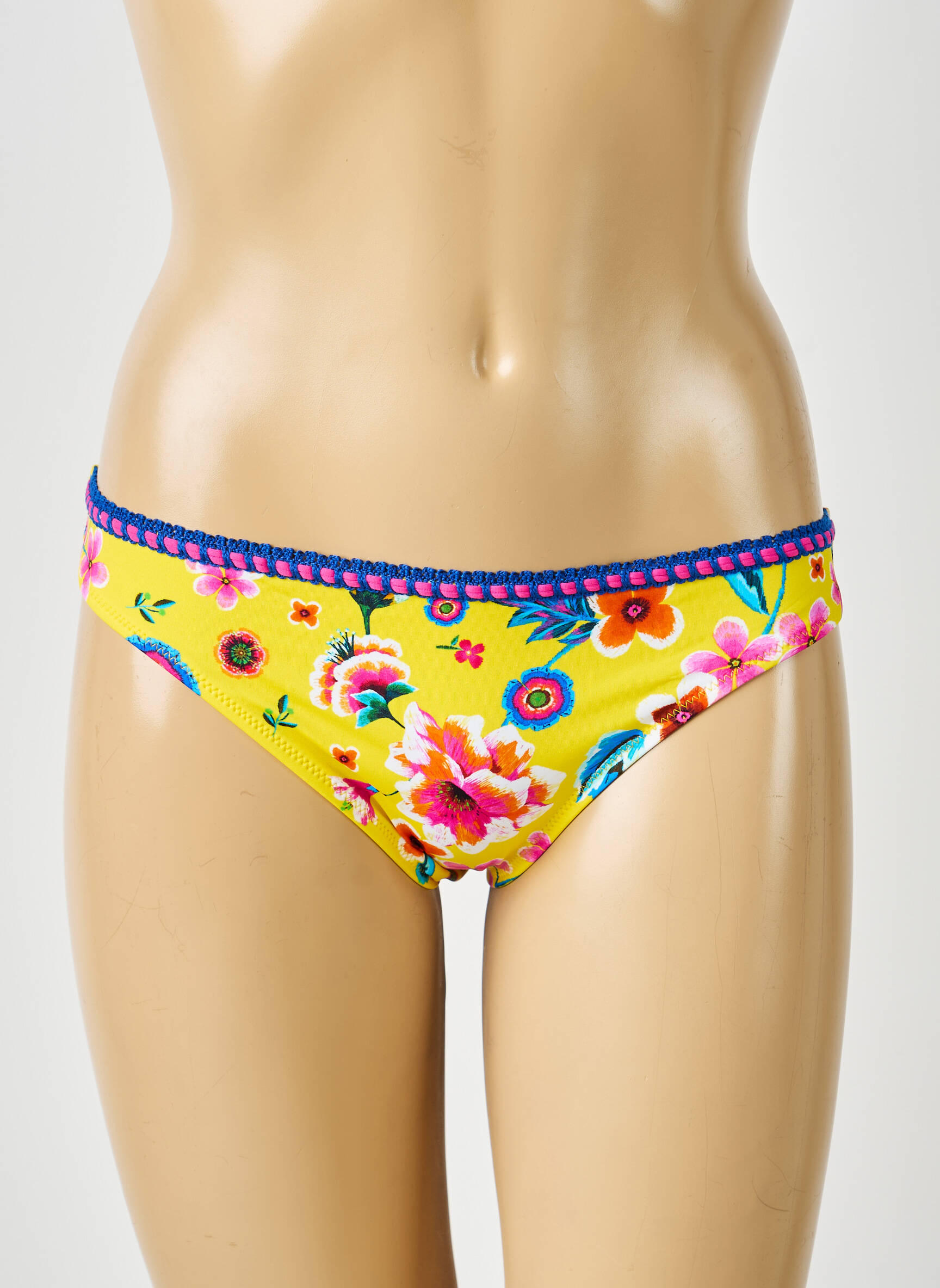 Bas de maillot de bain imprimé fleurs culotte jaune ANTIGEL femme