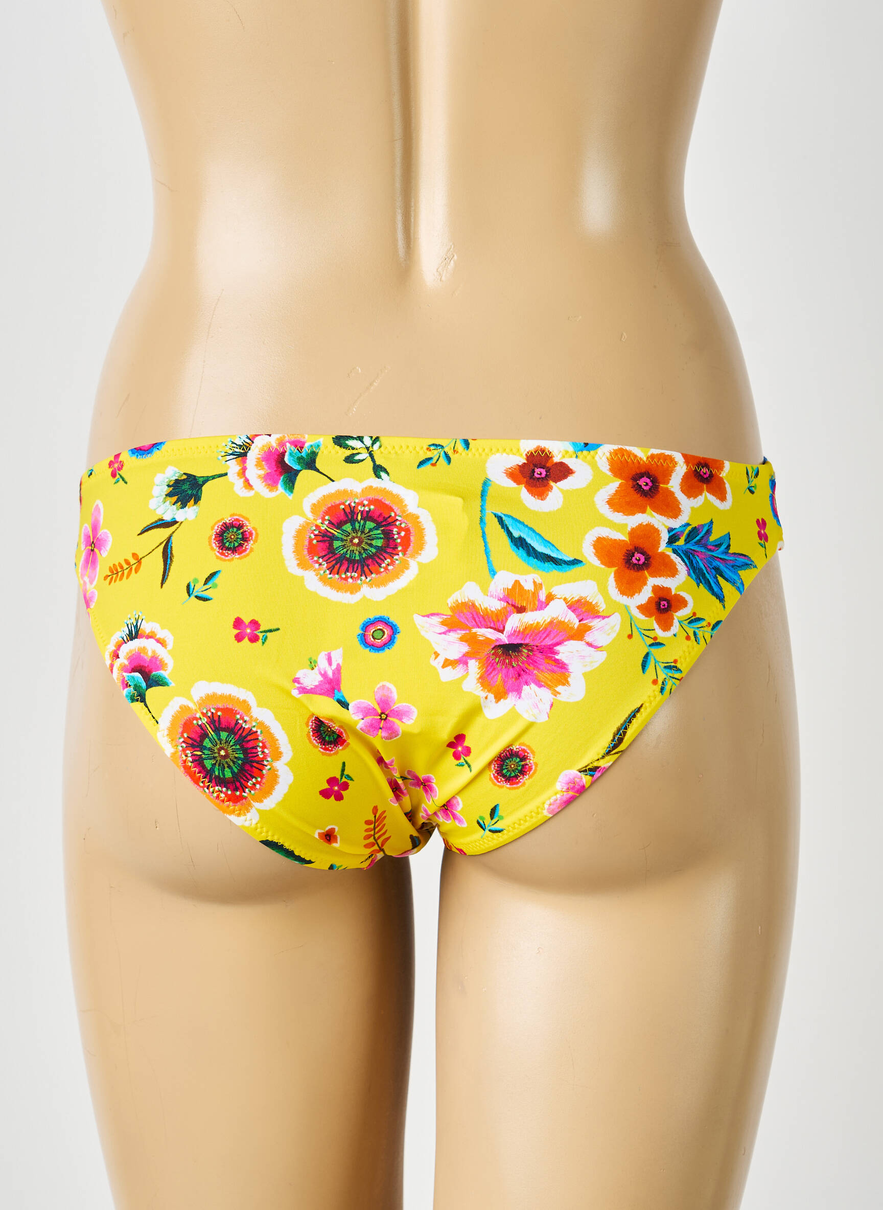 Bas de maillot de bain imprimé fleurs culotte jaune ANTIGEL femme
