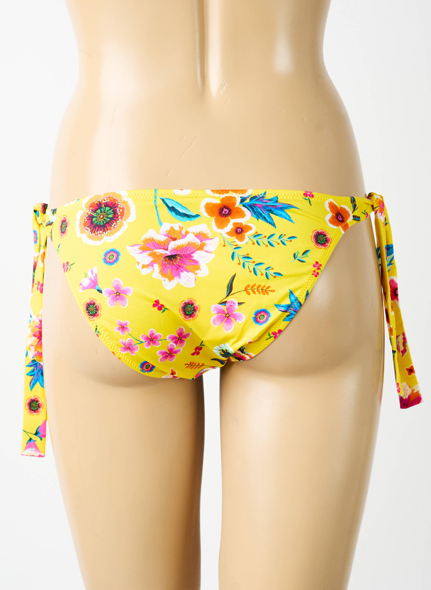 Bas de maillot de bain imprimé fleurs bikini jaune ANTIGEL femme