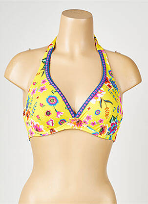 Haut de maillot de bain stretch haut soutien-gorge emboitant jaune ANTIGEL femme