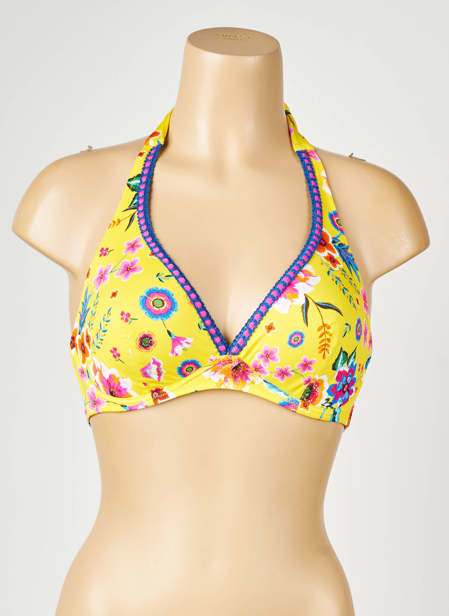 Haut de maillot de bain stretch haut soutien-gorge emboitant jaune ANTIGEL femme