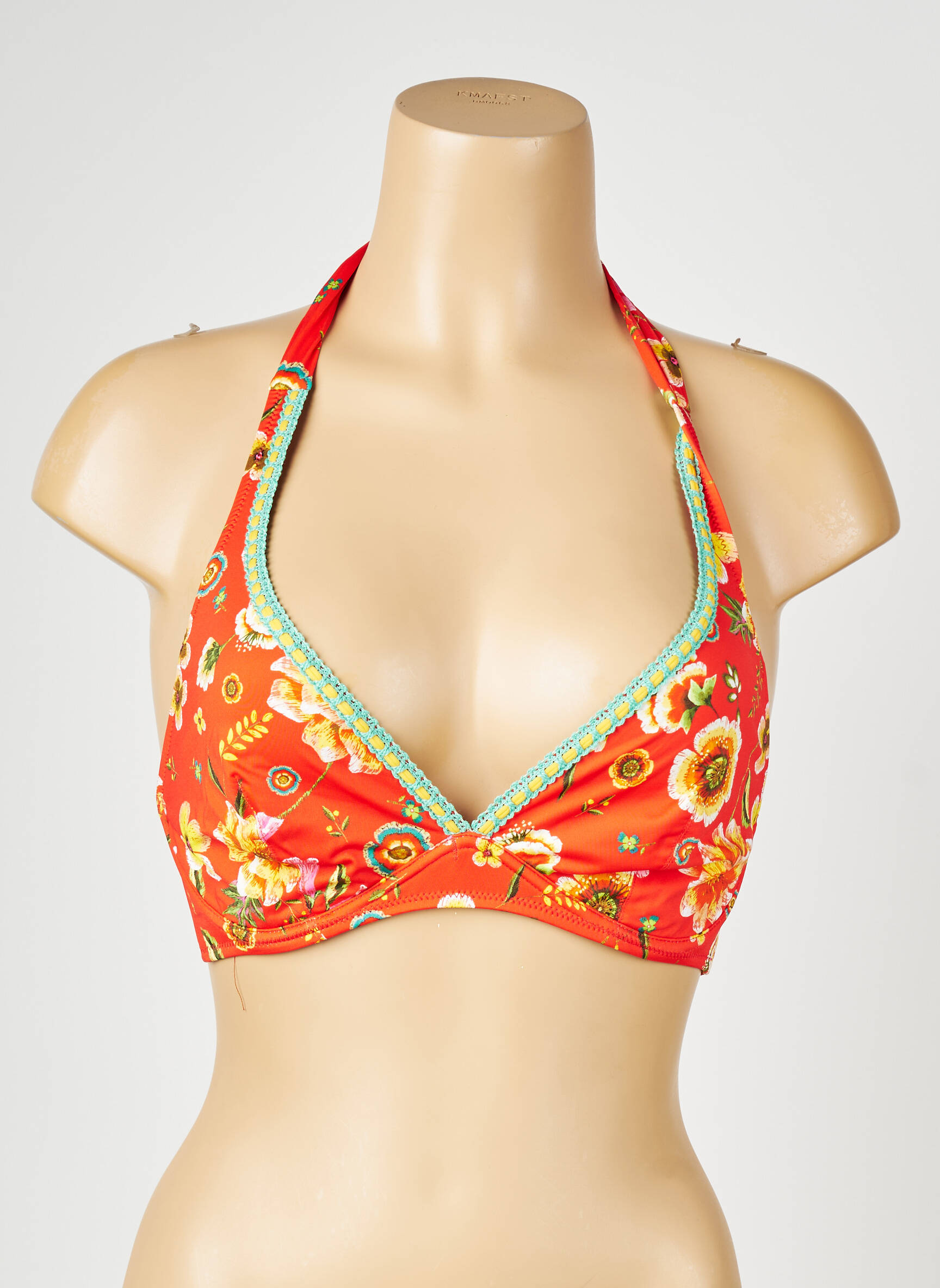 Haut de maillot de bain stretch haut soutien-gorge emboitant orange ANTIGEL femme