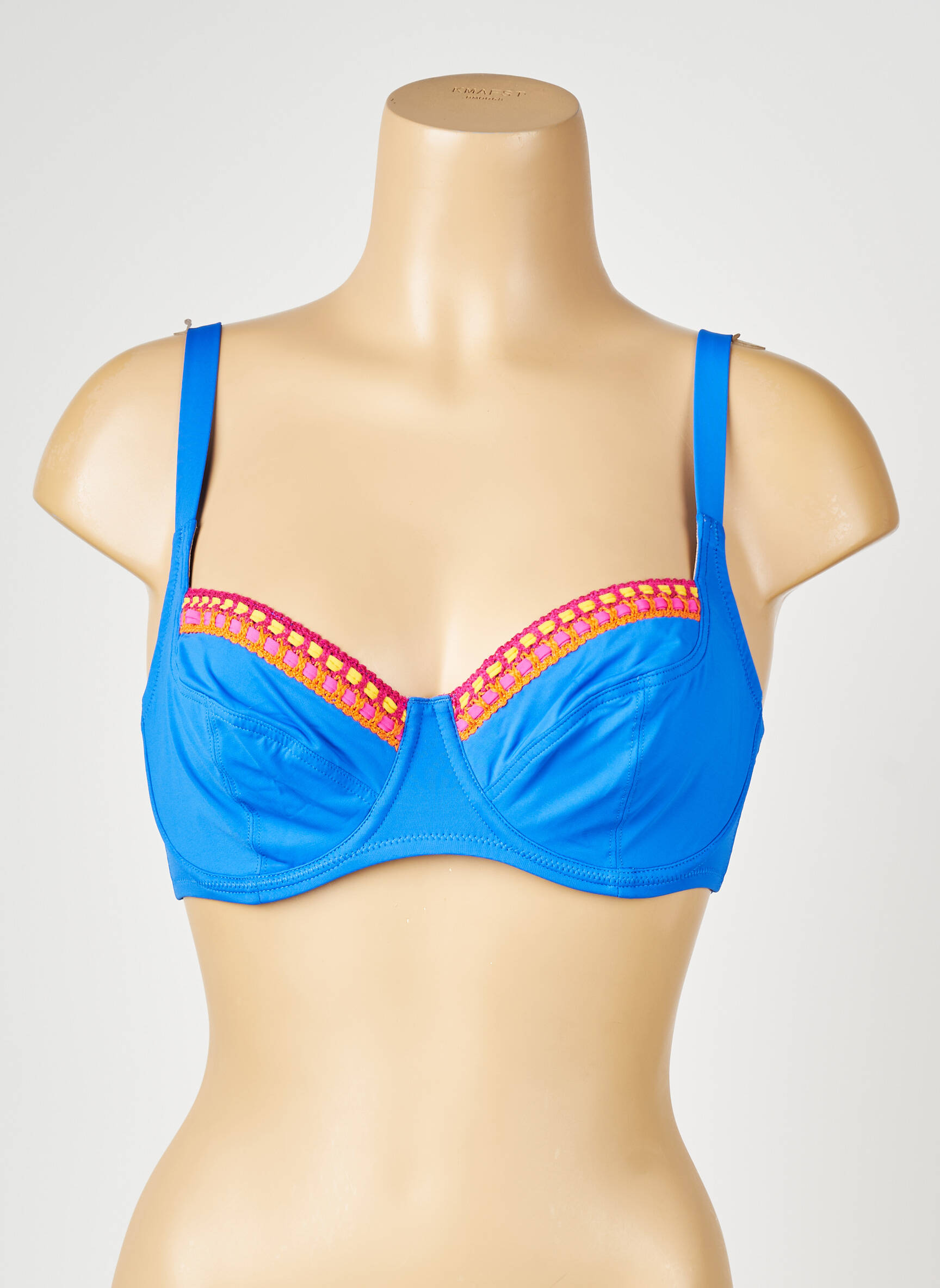 Haut de maillot de bain stretch haut soutien-gorge emboitant bleu ANTIGEL femme