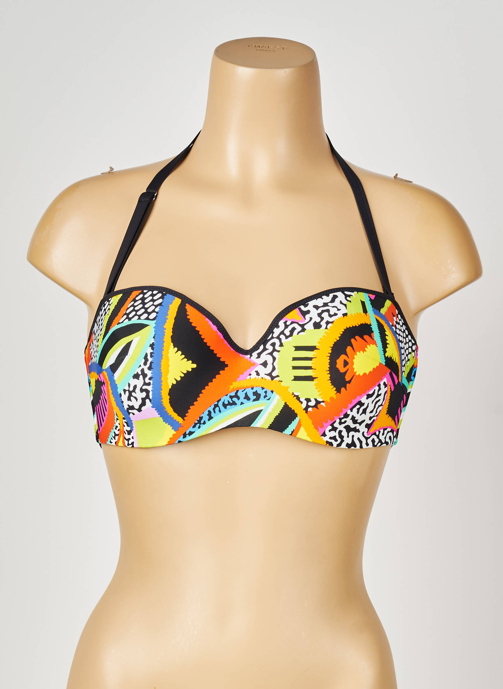 Haut de maillot de bain bretelles élastiquées amovibles haut soutien-gorge moulé noir ANTIGEL femme