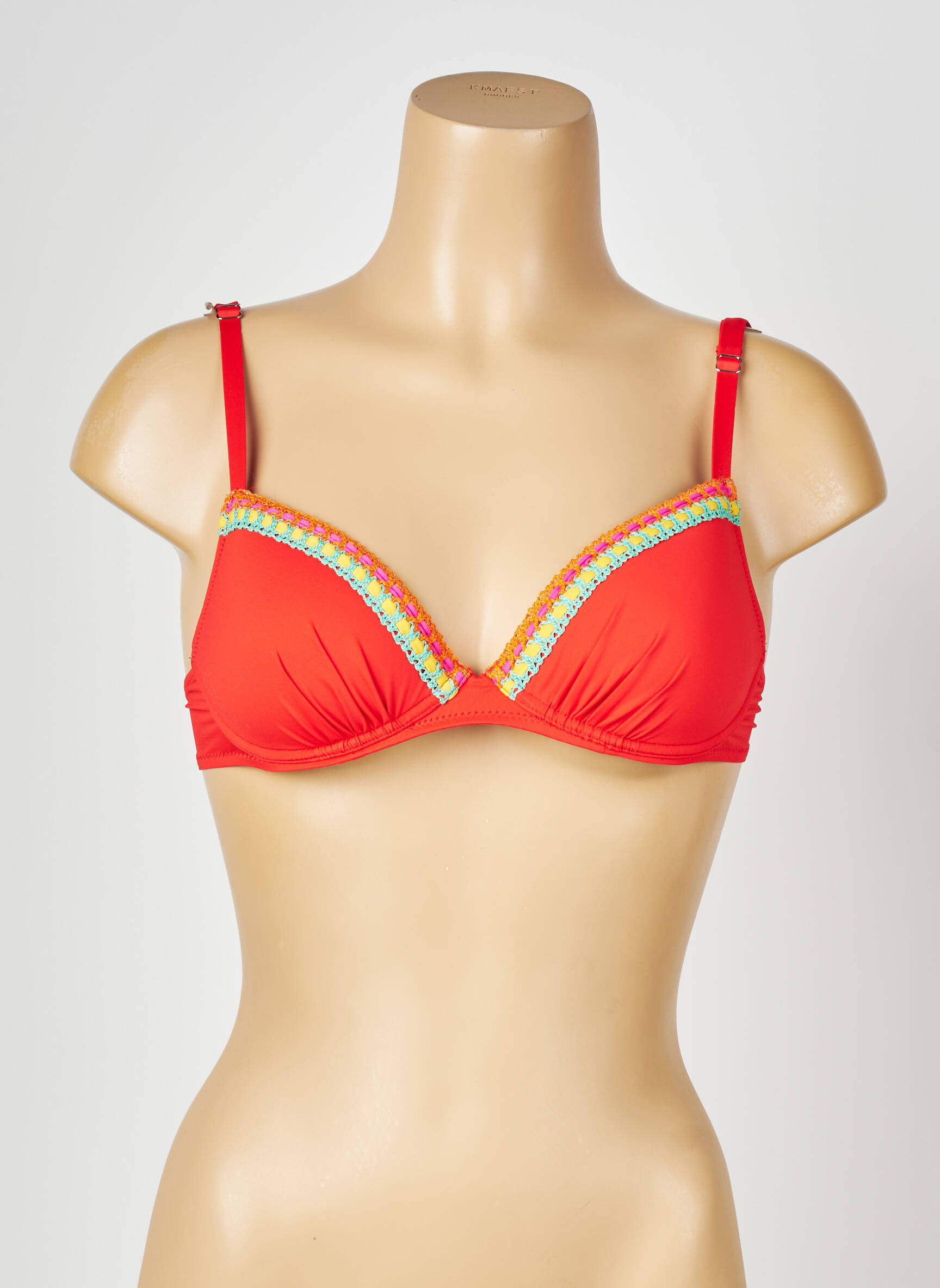 Haut de maillot de bain stretch haut soutien-gorge moulé orange ANTIGEL femme