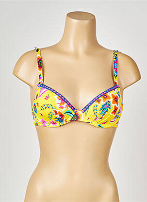 Haut de maillot de bain bretelles élastiquées ajustables haut soutien-gorge balconnet jaune ANTIGEL femme