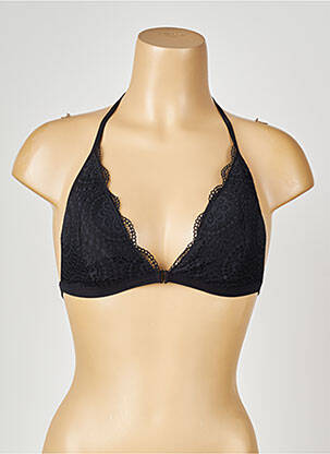 Soutien-gorge effet matière satinée haut triangles noir VALEGE femme