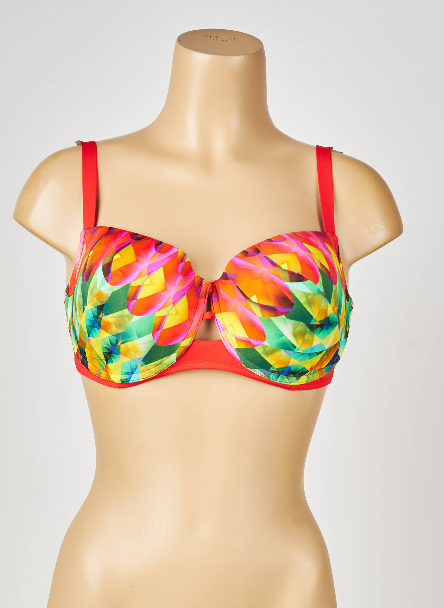 Haut de maillot de bain stretch haut soutien-gorge moulé rouge ANTIGEL femme