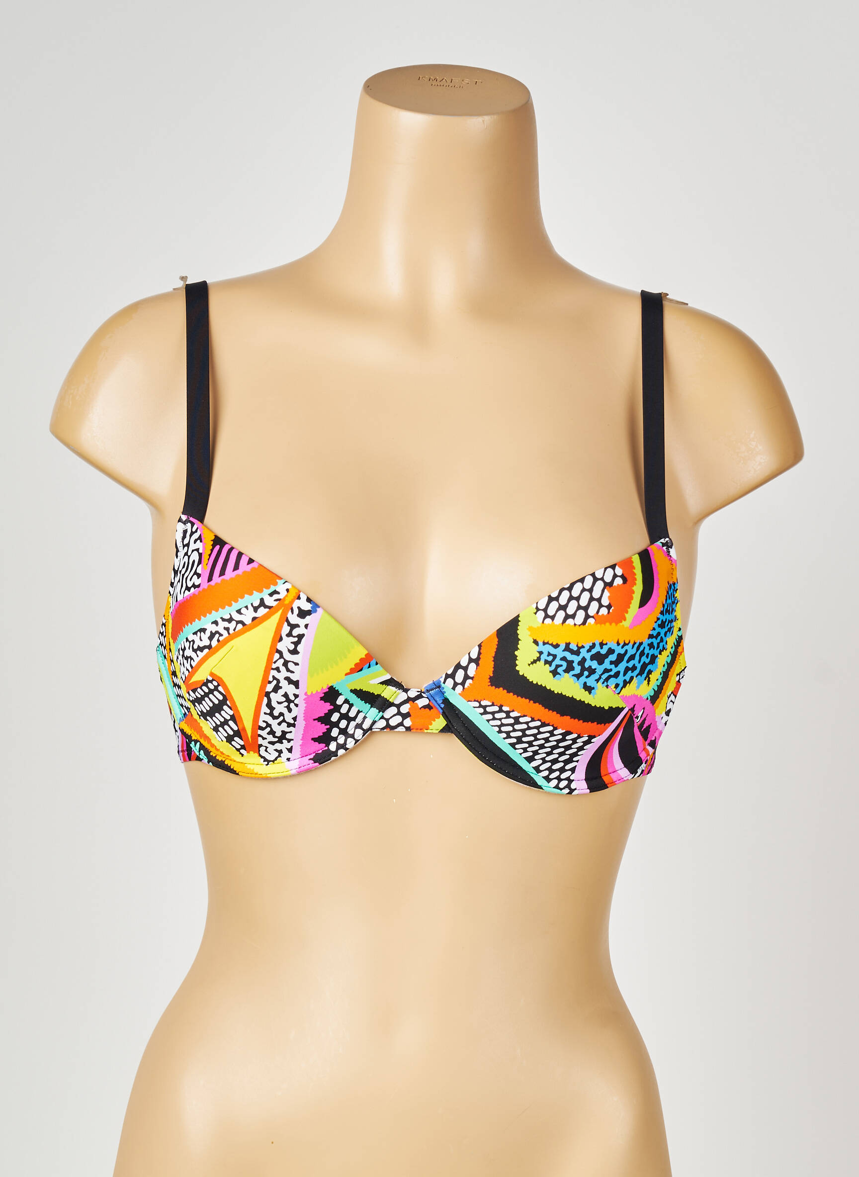 Haut de maillot de bain stretch haut soutien-gorge push-up noir ANTIGEL femme