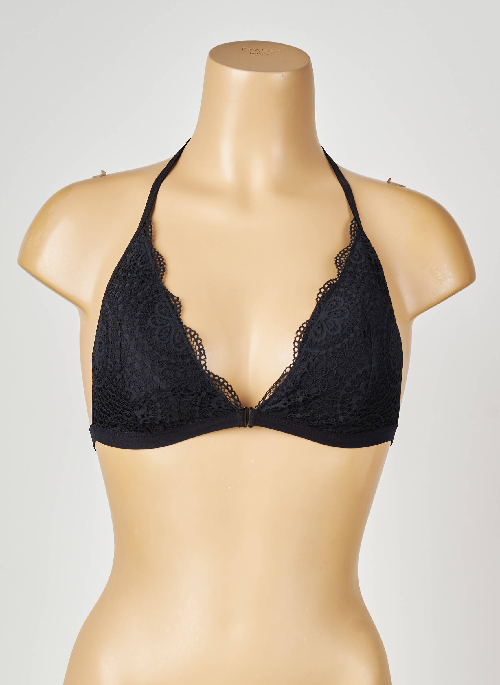 Soutien-gorge effet matière satinée haut triangles noir VALEGE femme