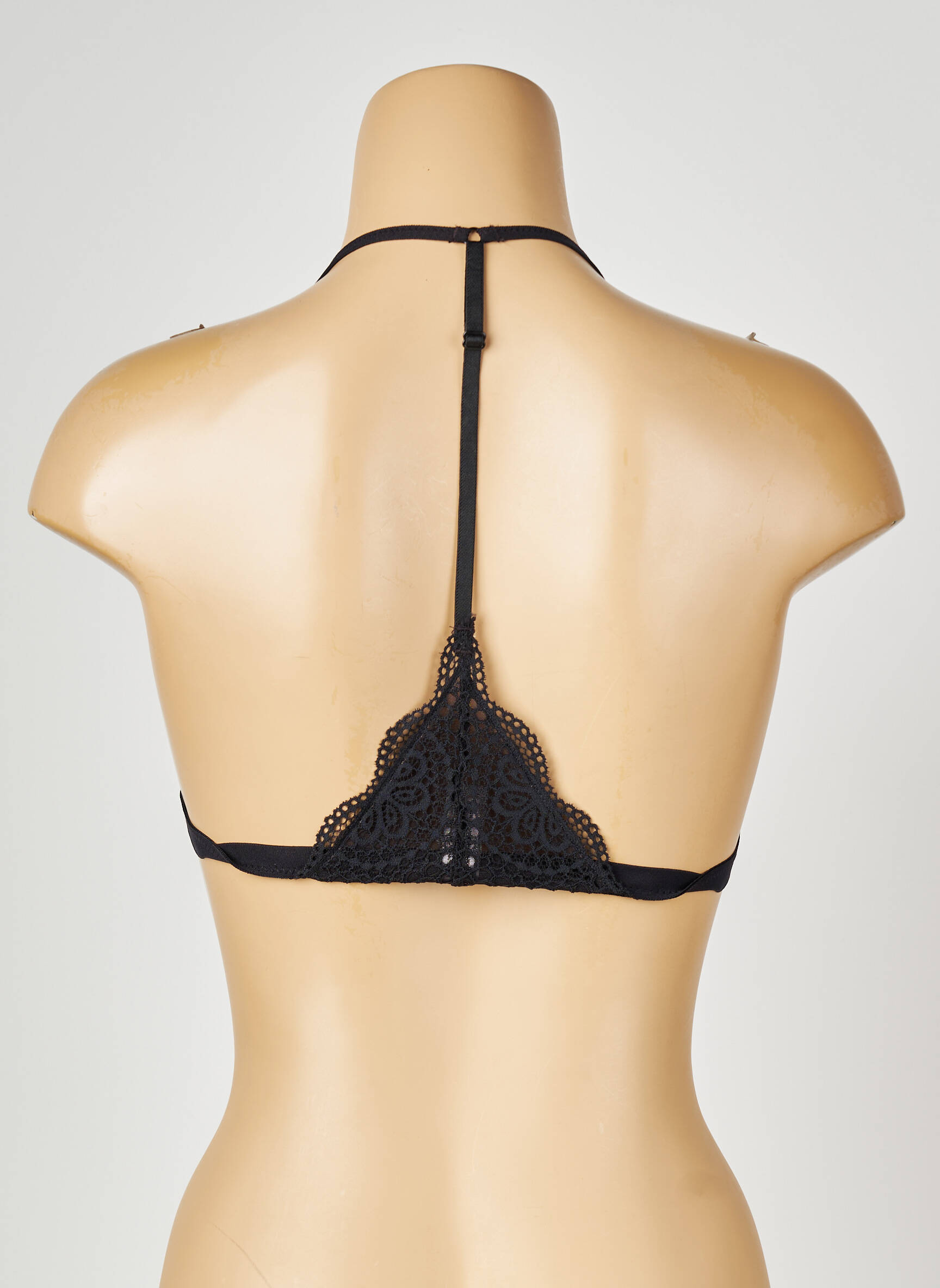 Soutien-gorge effet matière satinée haut triangles noir VALEGE femme