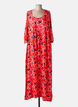 Robe longue imprimé fantaisie manches longues rouge LA FIANCÉE femme