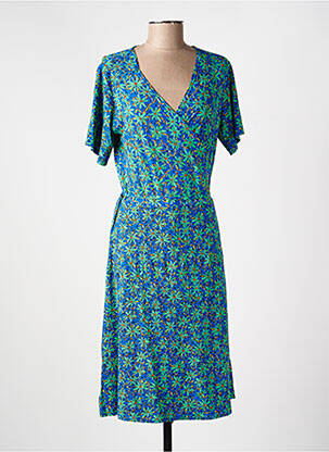 Robe mi-longue imprimé fantaisie manches courtes bleu PRINCESSE NOMADE femme